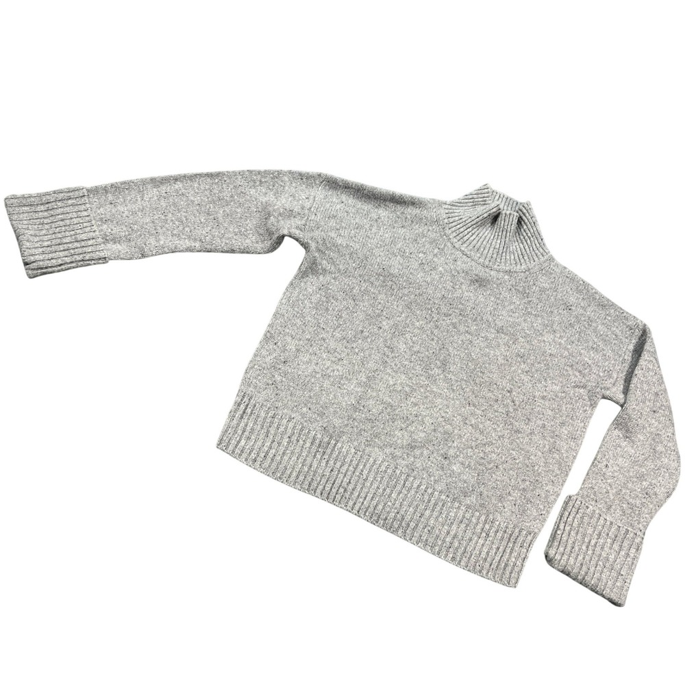 H Halston Sweater 100% 2-Ply Cashmere Mock Neck Heather Gray Size Large L